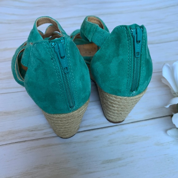 Sofft Suede Espadrille Wedges Teal, Turqoise - Picture 5 of 6
